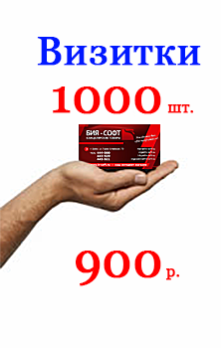 Заказать визитки - 1000 шт. за 900 руб.